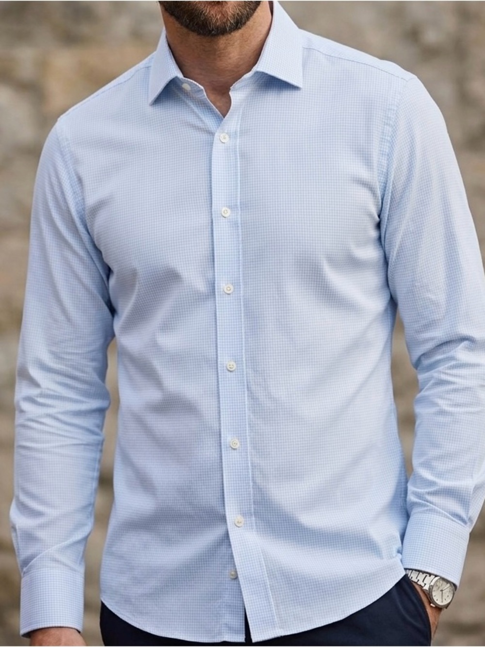 Bonobos Light Blue Stretch Dress Shirt Standard Fit Cotton Spandex